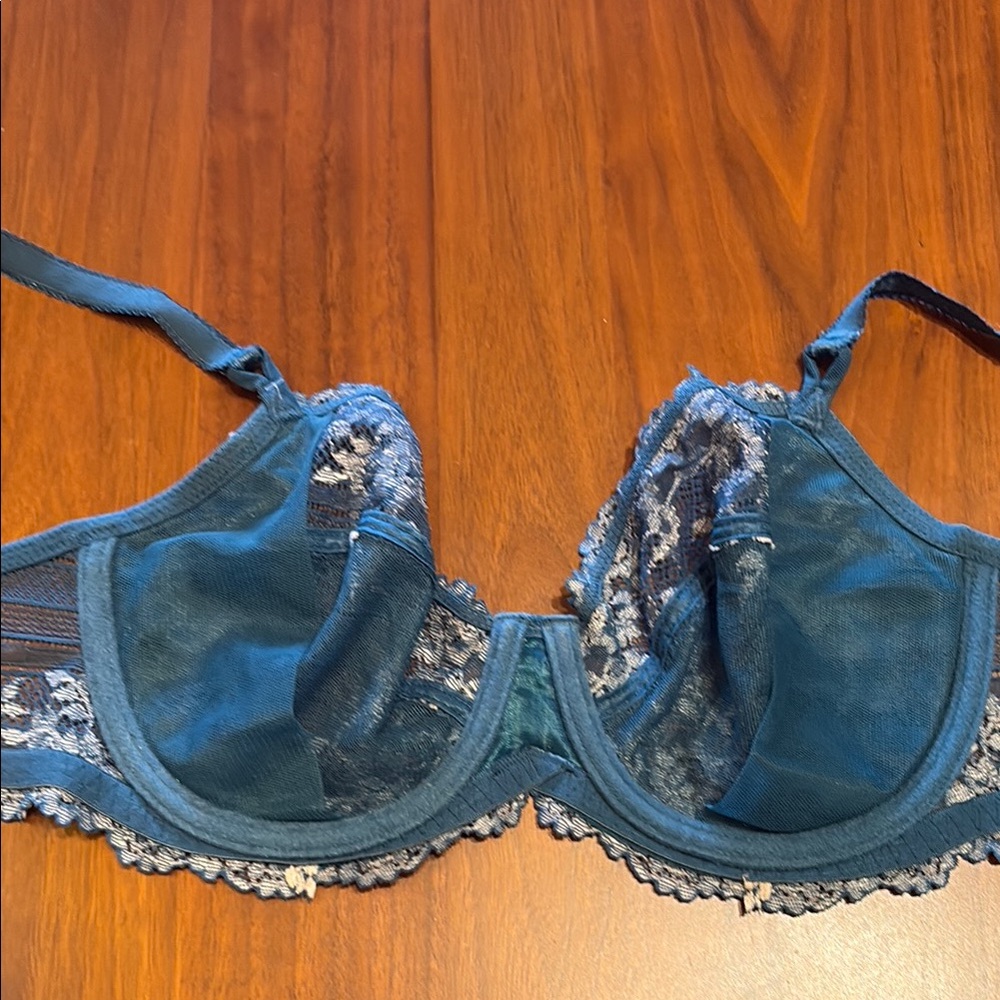 Lace Blue and White Bra - Picture 3 of 5